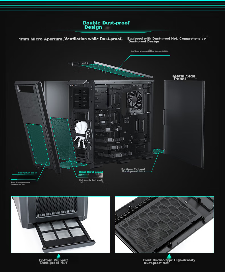 PHANTEKS 614PC Full Tower Desktop Server E-ATX Computer Case (Supporting SSI-EEB Motherboard/5090 Graphics Card/8x PCI Slots/NAS Multi-Hard Drive Bays) 10