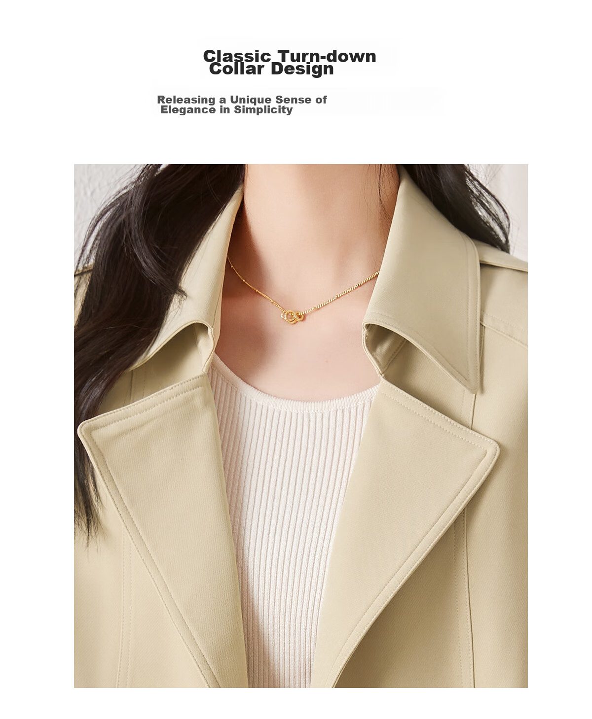 Chushen Spring And Autumn Women's Short Jacket, Fashionable And Elegant Design with Lapel Collar, Waist-Cinching Drawstring, Short Trench Coat S61D164 6
