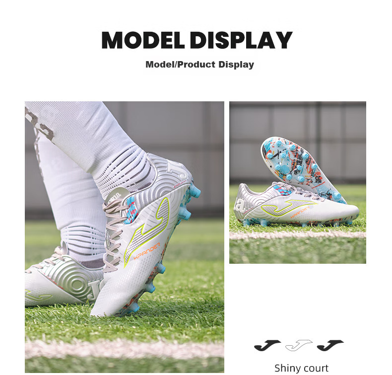 JOMA Spanish Soccer Cleats for Men, Adults And Youth, FG Long Studs, Non-Slip, Wear-Resistant, Professional Football Training Shoes, White And Silver, Size 43 16