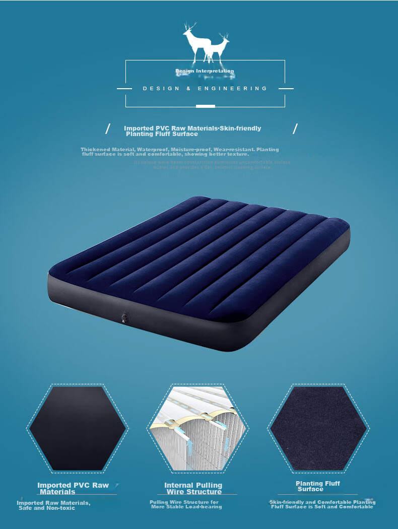 INTEX Inflatable Air Bed for Two People, Extra Large Air Mattress, Three-Person Pull-Out Air Bed, Foldable Outdoor Air Bed for Home Use, Model 64755 Camping Mat 2