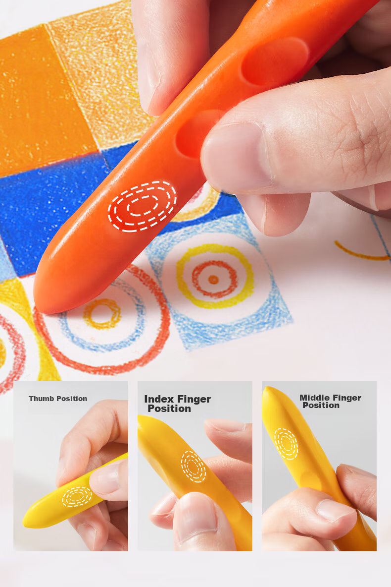 Meiletongnian [Best-Selling Product] Beeswax Crayons, 24 Colors, Non-Staining, Non-Toxic, Specialized Children's Drawing Tools, Grip Control Oil Pastels, Colorful Sticks, Washable Drawing Pencils Set, Art Education Tools 12