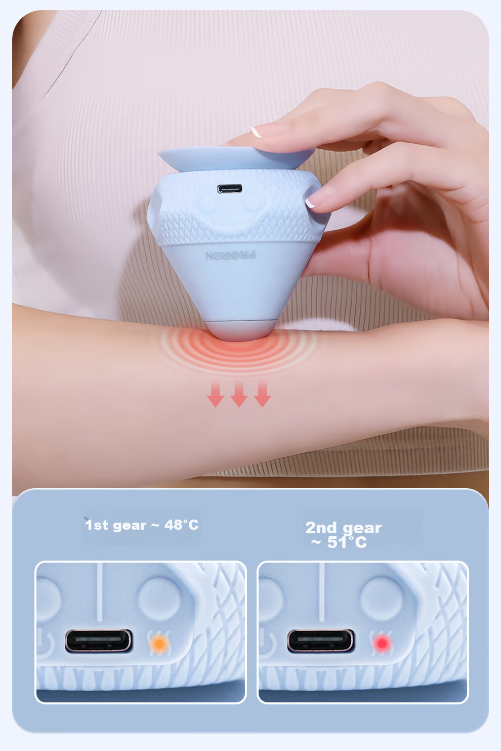 PROIRON Puli'ai Electric Adhesive Fascia Ball for Shoulder, Neck, Back Muscle And Foot Soles Relaxation Heat Therapy Professional Massage Device Gree 11