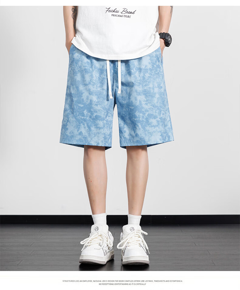 JEANSWEST OUTDOOR Men's Shorts, Summer Casual Mid-Length Pants, Breathable Thin Loose-Fitting Five-Point Shorts, Beach Shorts, Blue, 2XL 3