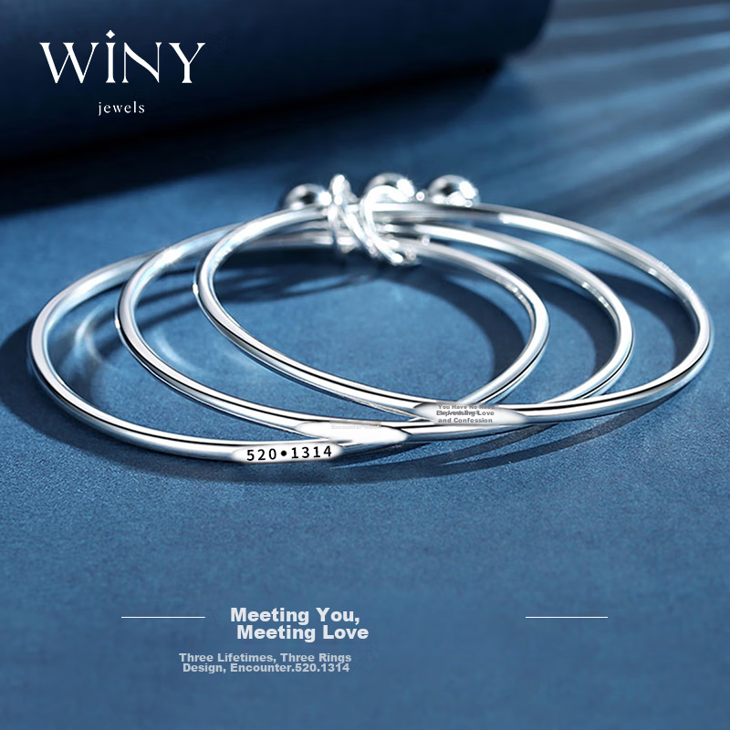 Серебряный браслет Winy, чистое серебро 9999, дизайн "Три жизни три мира", ювелирное изделие из чистого серебра, подарок на день рождения и Новый год для девушки или жены