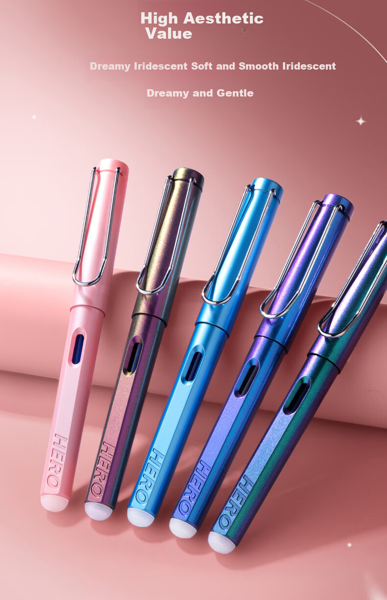 HERO Erasable Fountain Pen, 369 Ergonomic Design for Third-Grade Students, Heat-Sensitive Easy-Erase Ink Pen for Boys And Girls (2 Ink Cartridges + Pen Filler), Jade Orange 3