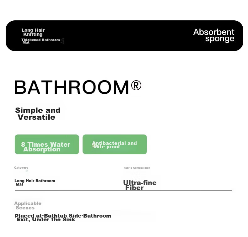 BULULOM Bath Mat, Bathroom Entrance Absorbent Mat, Antibacterial Non-Slip Foot Mat, Bathroom Home Use, High-End Luxury Style, 40X60CM 15