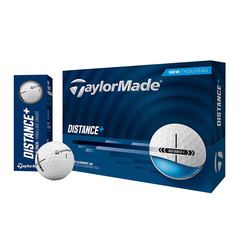 Taylormade Golf Balls, Distance+, Two-Layer, New Model, Long-Distance Competition Practice Balls, White, 12 Pieces