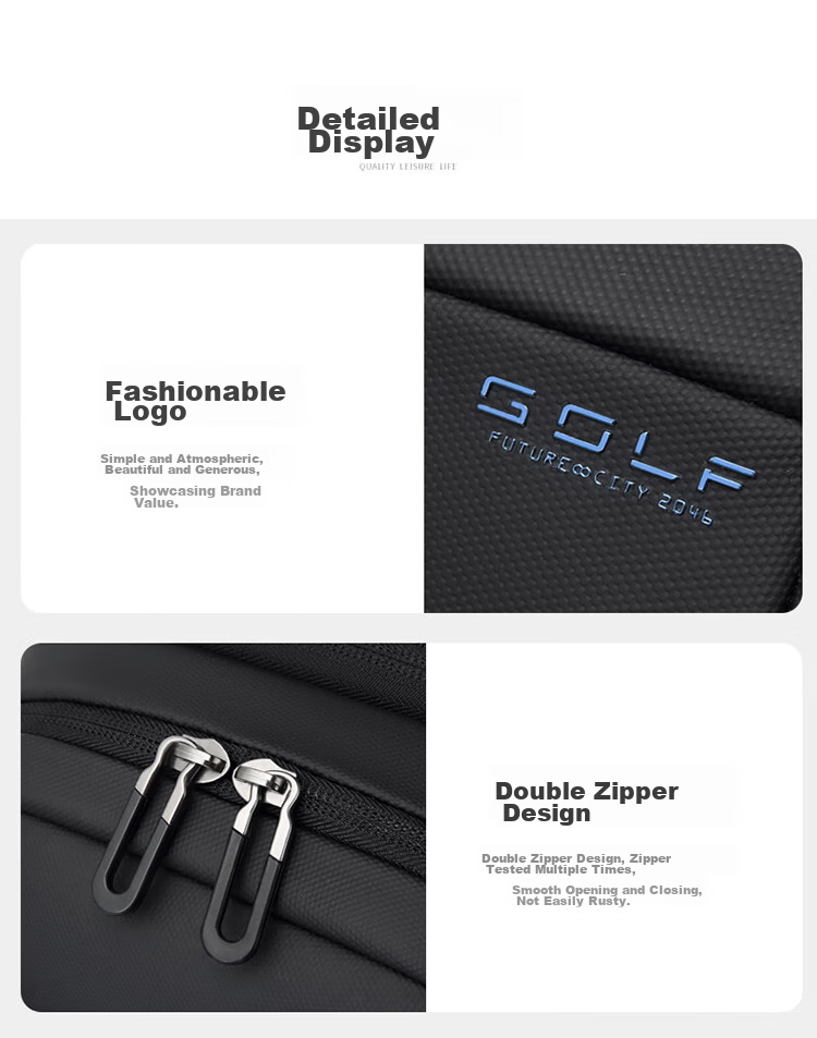 GOLF Chest Bag, Men's Shoulder Crossbody Bag, Phone And IPad Bag, Business Casual USB Interface Travel Sports Mini Backpack 25