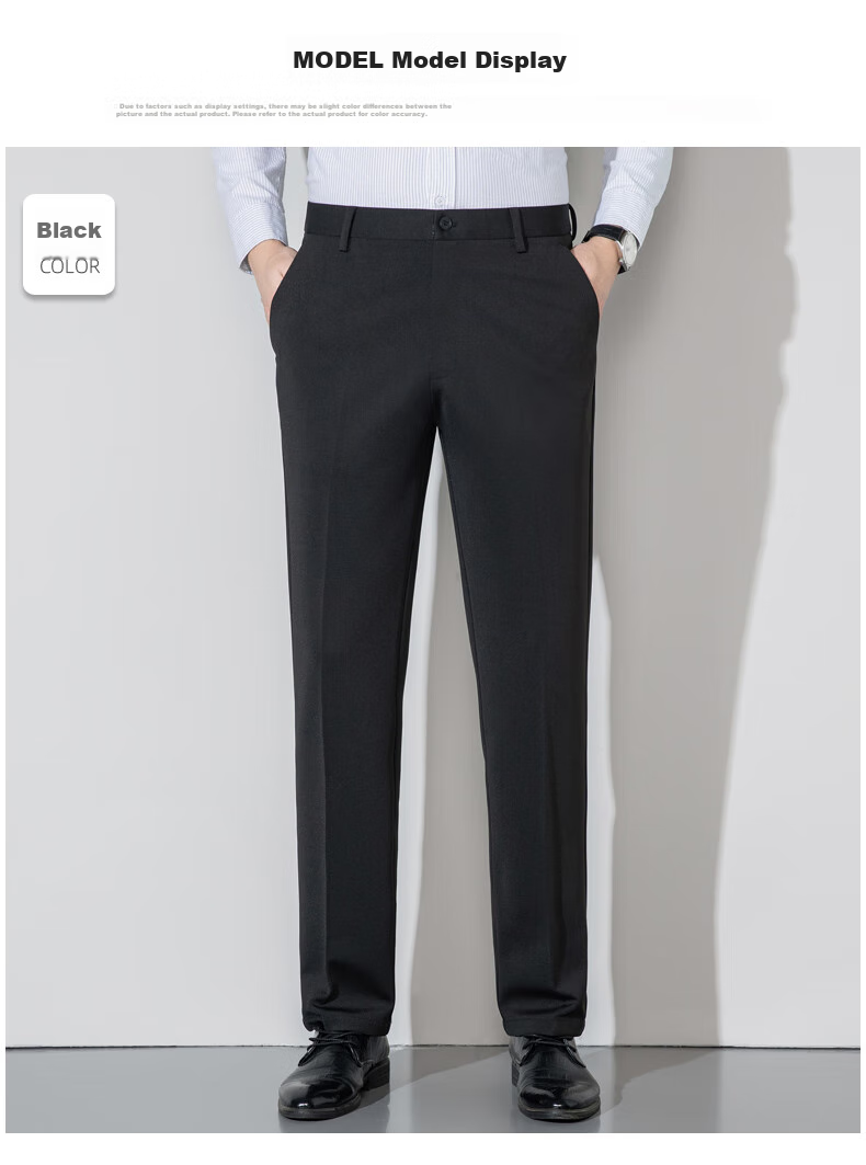 ROMON Men's Dress Pants, Spring And Autumn Professional Business Casual Loose Straight-Leg Trousers, Versatile Long Pants XK903 14