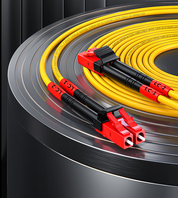 AMPCOM Telecom-Grade LC-LC Single-Mode Fiber Optic Patch Cable, 9/125 Dual-Core, LSZH Low Smoke Zero Halogen Flame-Retardant Outer Sheath, 2.0 Transceiver, 10G Pigtail for Home Installation, 2 Meters, ASM2LC002 1