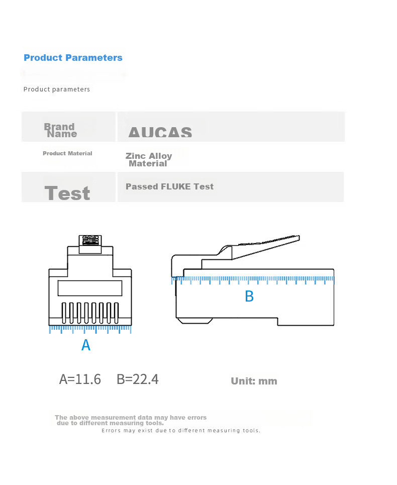 AUCAS CAT6 Ethernet Cable RJ45 Connectors, Gigabit Network Connectors for Engineering Monitoring And Broadband Computer Networks, 100 Pieces/Can ACRJ65UP 16