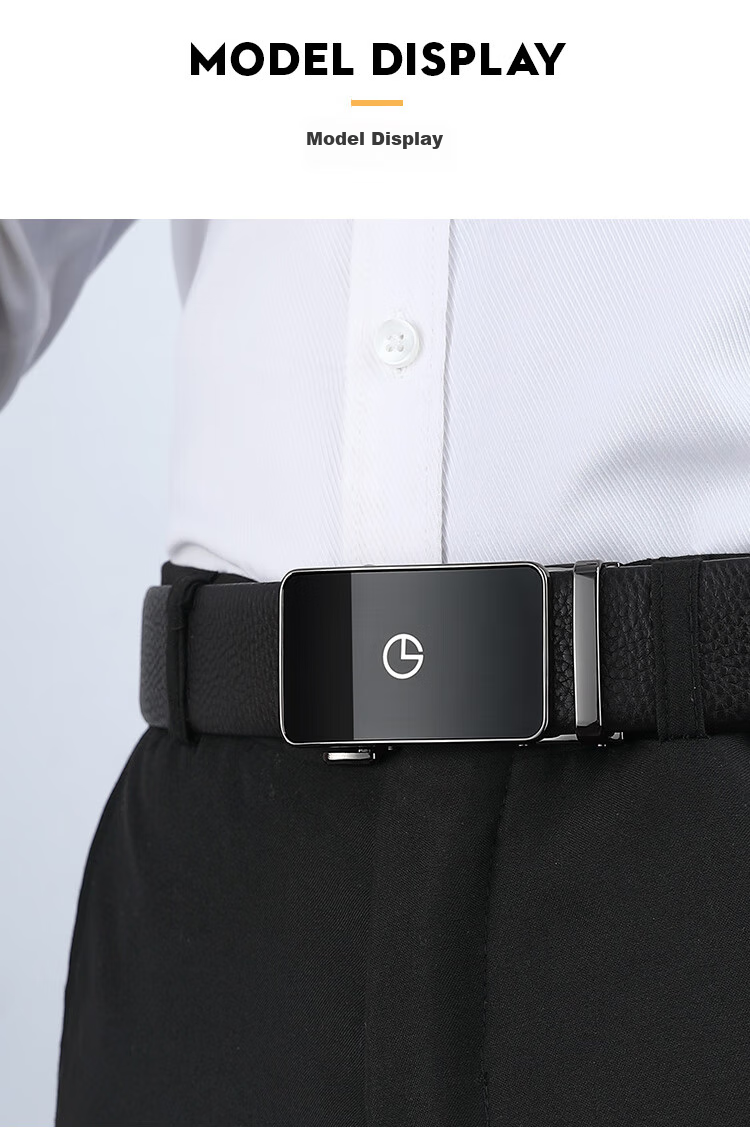 Goldlion Men's Automatic Buckle Belt, Business Casual Waistband Gift Box, Top-Grain Leather Trouser Belt, Birthday Gift 14