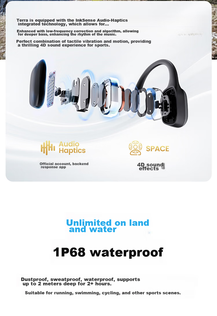 MOJAWA Terra Bone Conduction Bluetooth Headphones, Non-In Swimming Waterproof, Heart Rate Monitoring, Warning AI, Private Coaching, Marathon Running Cycling, Long Battery Life Sports Headphones, Starry Blue 14