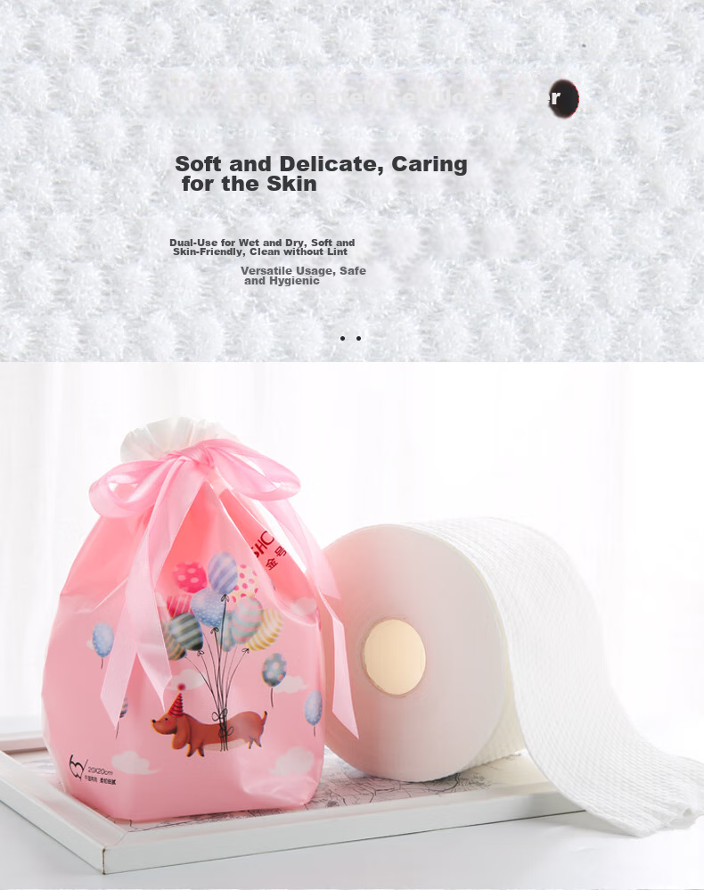 KING SHORE Disposable Face Towels, Thickened Pearl Pattern, Wet And Dry Dual-Use Makeup Face Cloths, 60 Sheets/Roll, 20*20cm 6