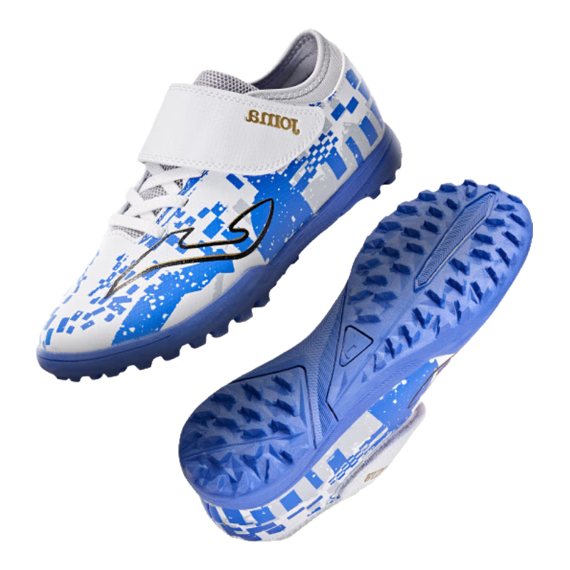 JOMA Soccer Shoes for Children TF Turf Cleats Boys Girls Youth Elementary School Students Retro Classic Football Training Shoes White Blue 37