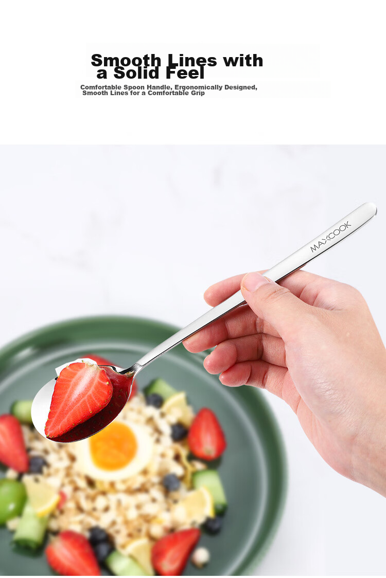 MAXCOOK Stainless Steel Soup Ladle And Spoon Set, Extra Large Thick Round Serving Spoons for Rice And Soup, 5-Piece Set MCGC0477 6