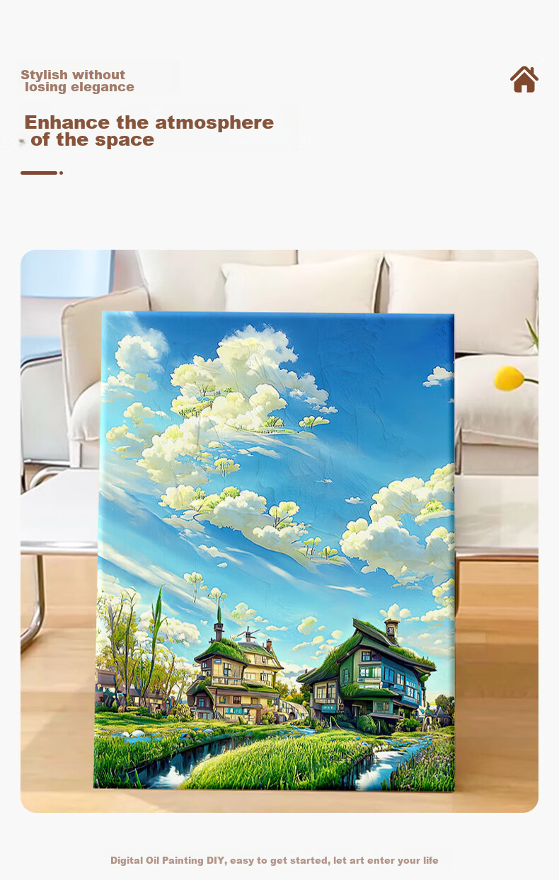 Haojiubujian Digital Oil Painting DIY Hand-Painted Graffiti Acrylic Oil Painting Summer Green Landscape Painting Coloring Handmade Decorative Painting 9