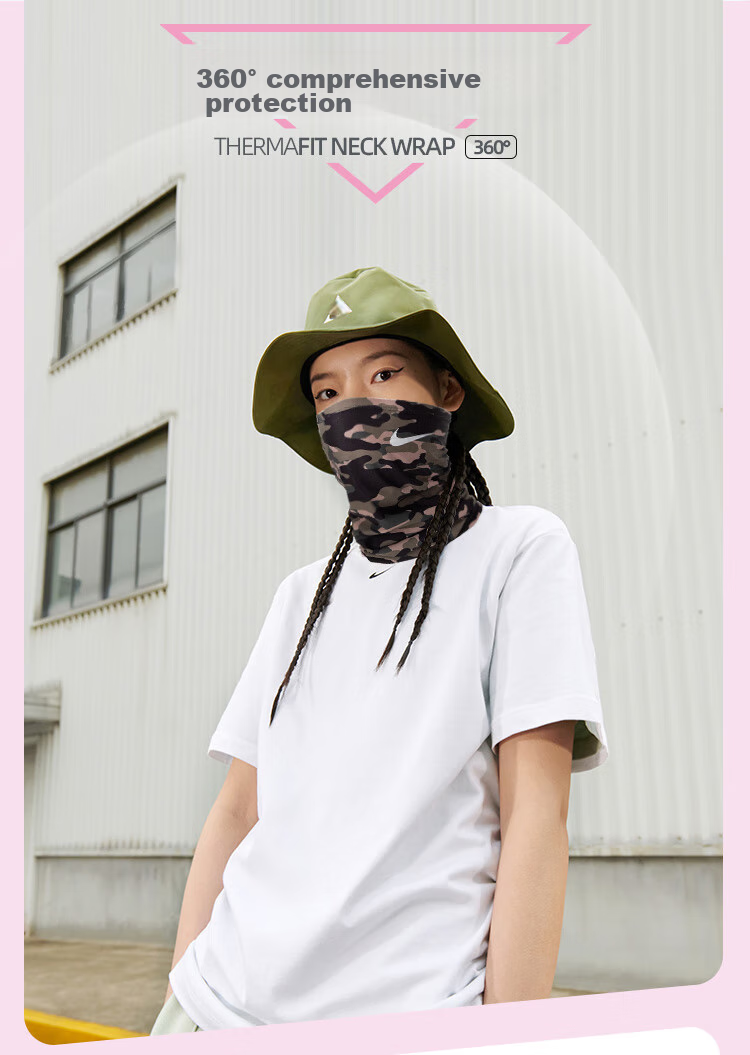 NIKE Early Spring Ski Neck Gaiter Face Mask Neck Warmer Cycling Thin Fleece Style N0003564907OS/AC3985-907 Camouflage 5