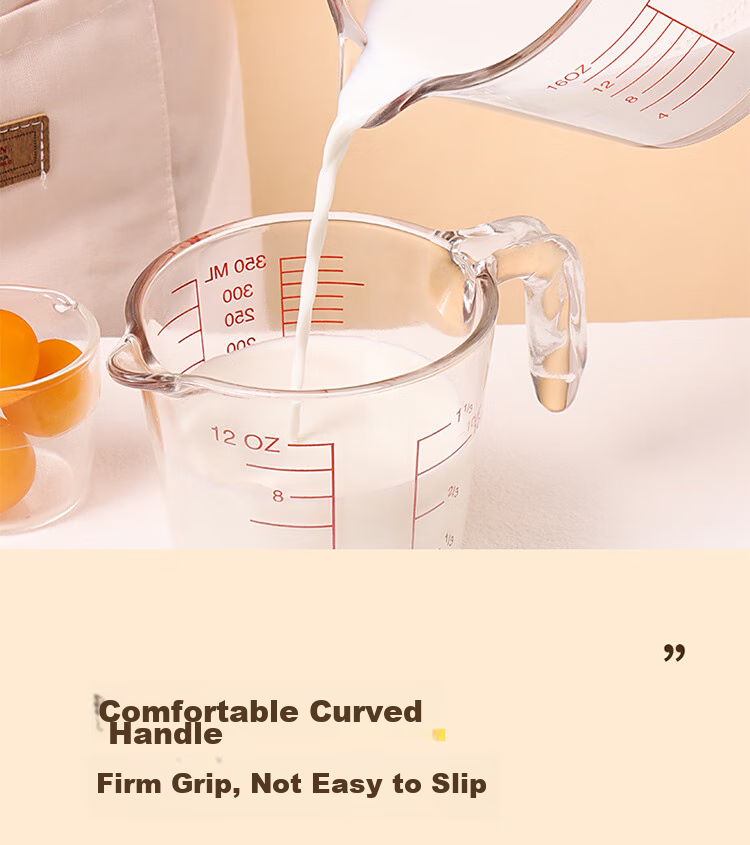 BJ Measuring Cup, Food-Grade Glass Measuring Cup, 500ML, Graduated Cup, Egg Liquid Filter Measuring Cup, Baking Strainer Measuring Cup, Milk Cup 10