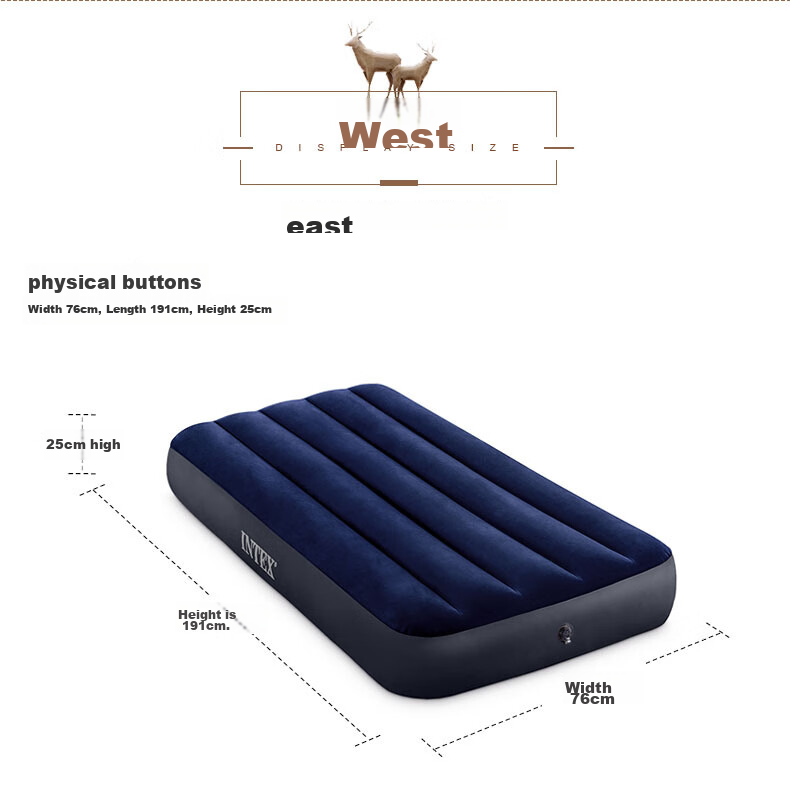 INTEX Inflatable Mattress Car Bed Nap Folding Bed Hospital Companion Single Air Mattress Outdoor Moisture-Proof Mat 64756D 7