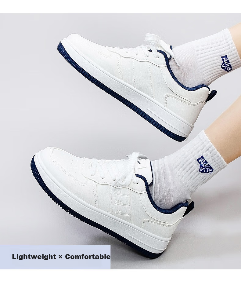 Huili Official Women's Sneakers, New Summer Style Versatile Student Shoes, Lightweight White Shoes for Women, White And Blue, Size 36 13