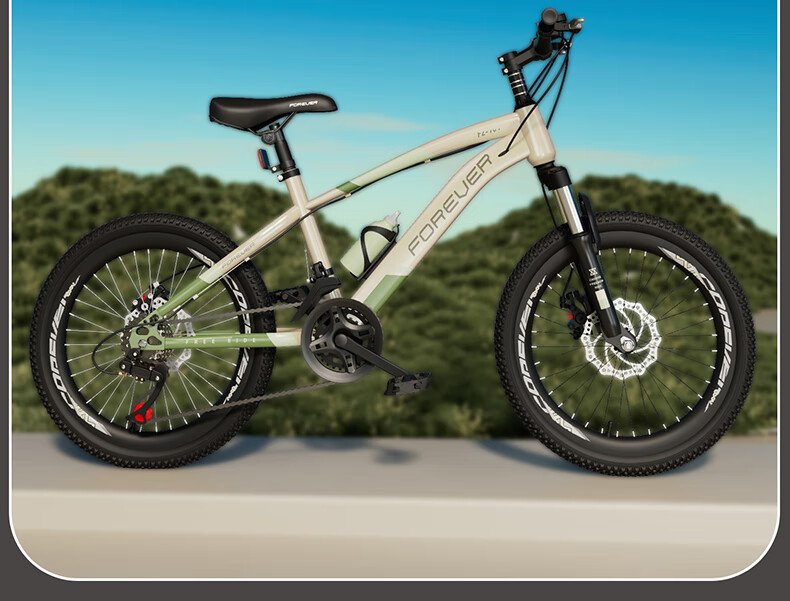 FOREVER Children's Bicycle for Primary And Secondary School Students, Youth Mountain Bike, Kids' Pedal Bike for Ages 8-12, 18-Inch Army Gree 17