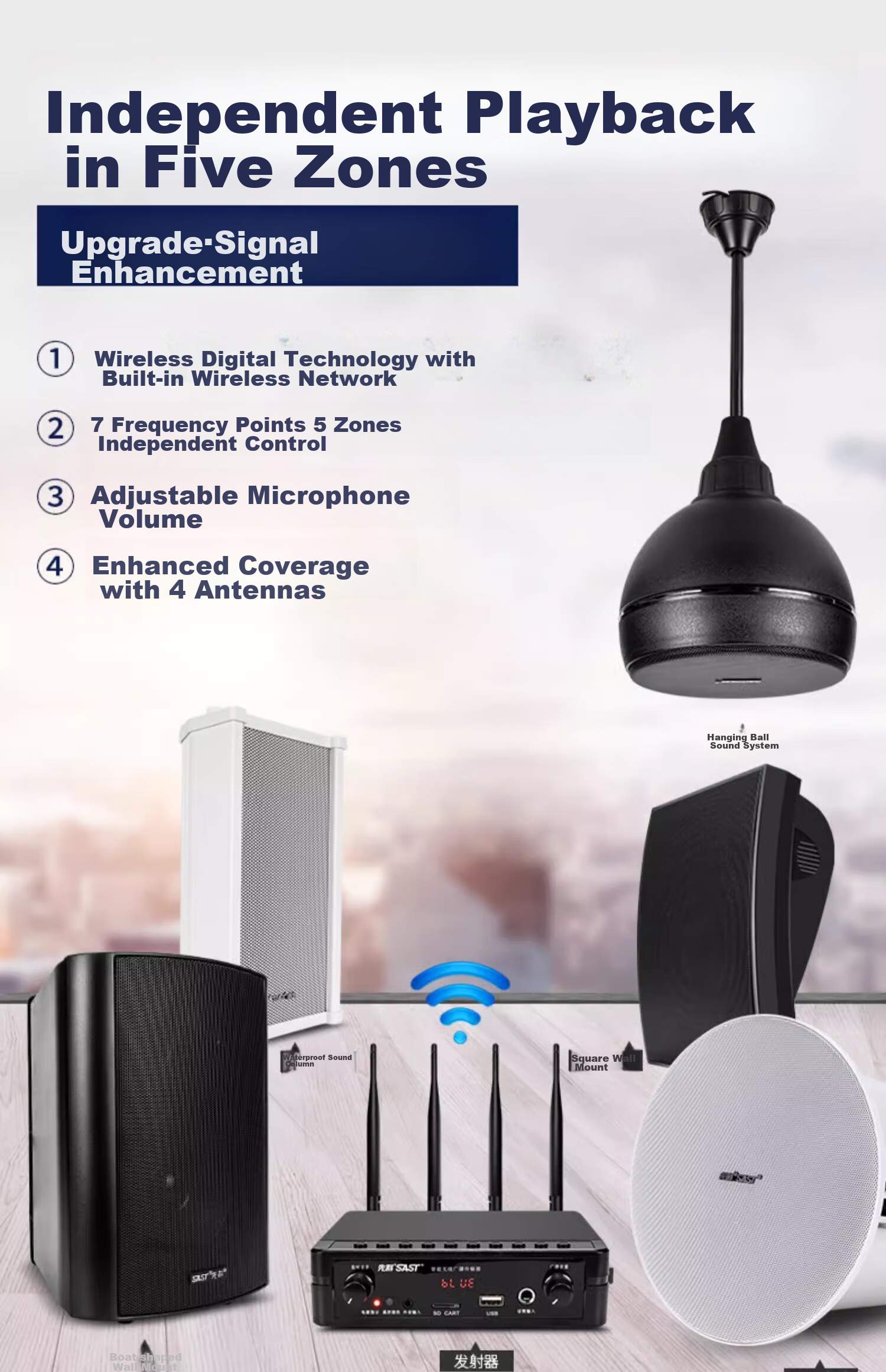 SAST 20W Wireless Bluetooth Ceiling Speaker Set, Indoor Recessed, for Supermarkets, Shops, Classrooms, Meetings, Background Music, Public Address System, Suspended Ceiling Speakers, One-To 1