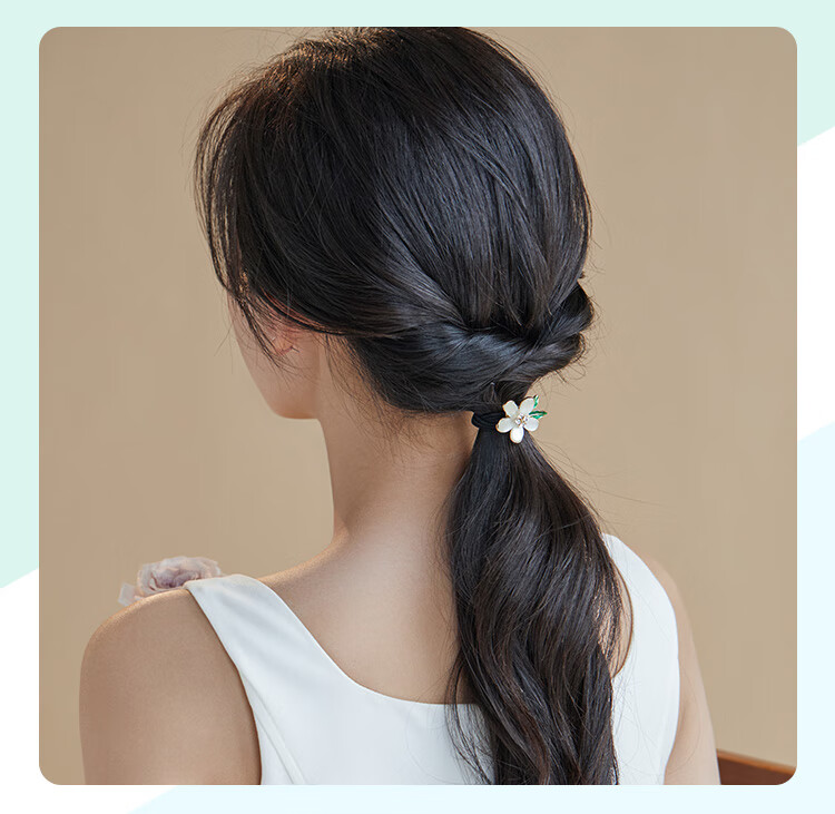 CHIMERA High-End Hair Tie, Cat's Eye Stone Four-Leaf Clover Hair Clip, Ponytail Elastic Band, Birthday Gift for Wome 15
