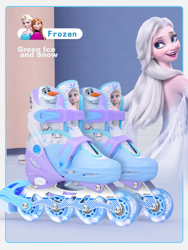 Disney Roller Skates for Children Aged 3-6 Full Light-Up Beginner Set Inline Skates for Girls And Boys with Straight Wheels 15