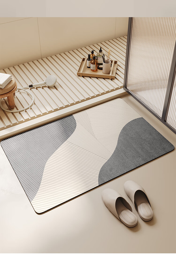 BULULOM Bathroom Entrance Non-Slip Mat, Absorbent Foot Mat, Quick-Drying Toilet Mat, Zhanxiang, 45*70cm 3