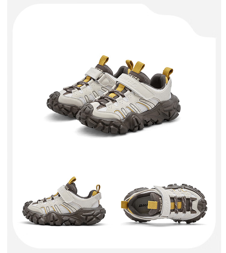 Dickies Kids Running Shoes 2025 New Boys Hiking Shock Absorption Casual Functional Sports Shoes Beige Black Size 37 4