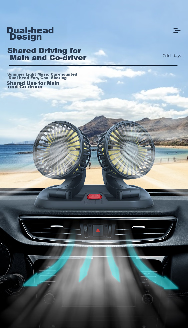 Dijialun High-Power Dual-Head Car Fan USB Summer Car Fan for Sedans, Trucks, Computers, Office Desks And Home Use 8