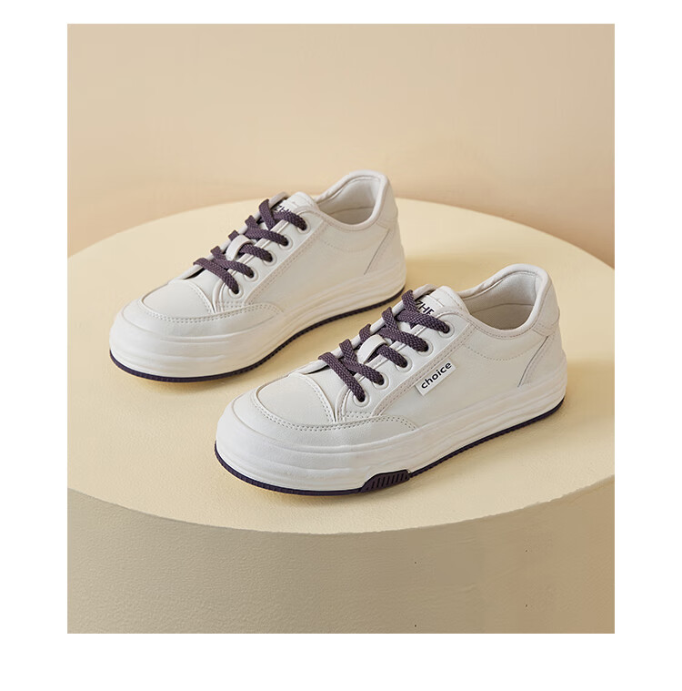 ZHR White Sneakers for Women, Trendy And Versatile Casual Shoes, Low-Top Round Toe Thick-Soled Comfortable Women's Shoes AT128 Beige 37 17