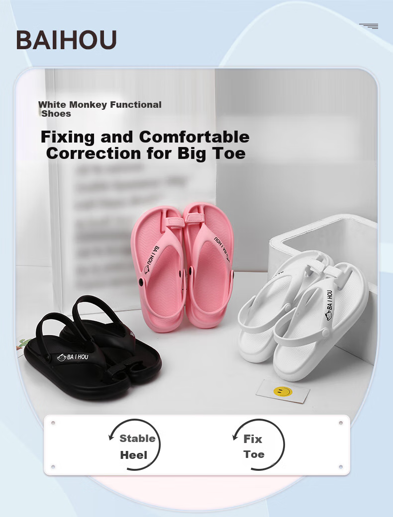 BAIHOU White Monkey Corrective Big Toe Sandals, Bunion Correction Functional Split-Toe Slippers, G-01 Pink, Size 35-36 1
