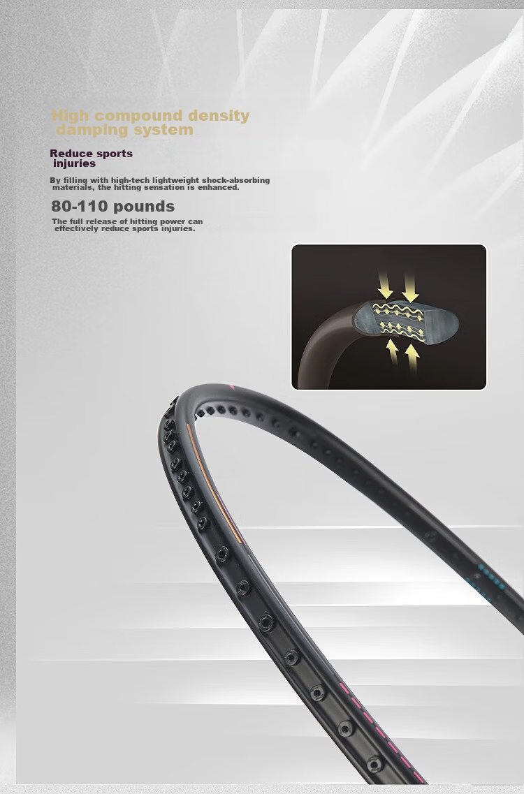 Li-Ning Badminton Racket, Zhanji 9000 Full Carbon Professional Competition Racket, Complete Control Single Racket, 4U Unstrung 5