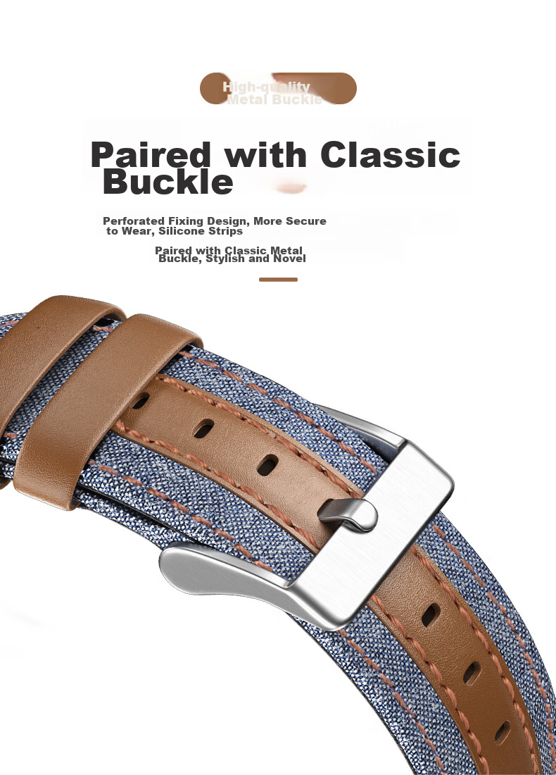 Weiqiantu Suitable for Huawei Watch GT6/GT5/GT4/watch4pro/watch3pro/GT3pro/Leather Strap 46/48 Dial [Denim Blue] 6