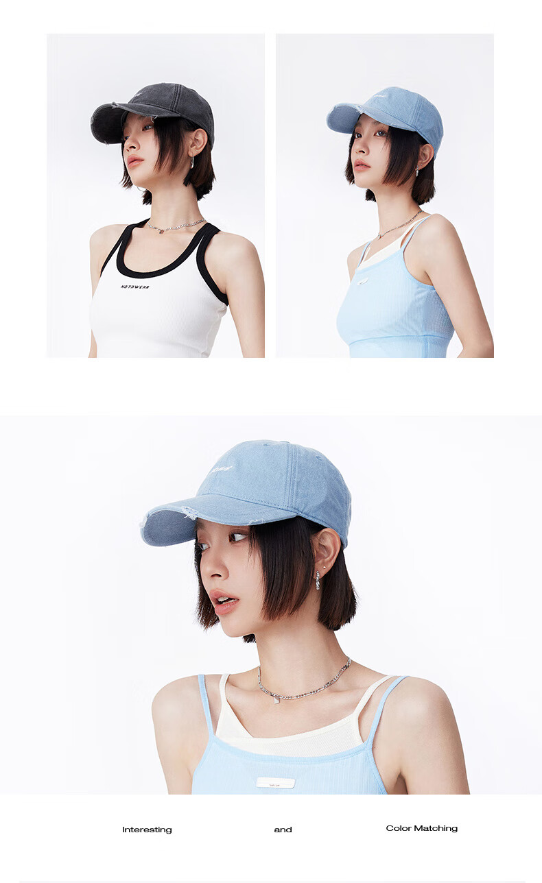 FANCET Baseball Cap for Women, Face-Slimming Sports Cap, Washed Distressed Hat with Soft Top, Pure Cotton Wide Brim Deep Duck Tongue Cap 4