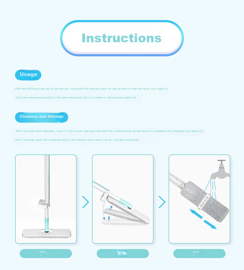 MIAOJIE Flat Mop Cloth, 33.5cm, 2 Pieces in Total, Qiao Jing Hands-Free Mop Replacement Cloth 17