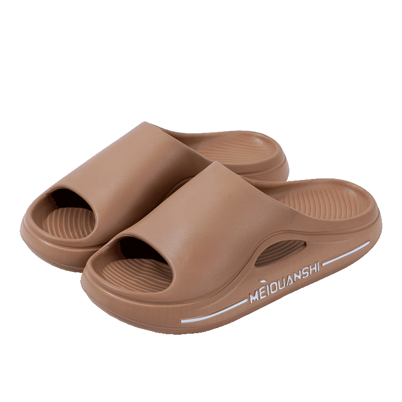 Grace EVA Thick Sole Fashion Breathable Slippers Women Soft Sole Outdoor Bathroom Comfortable Sandals Men Brown Size 42-43