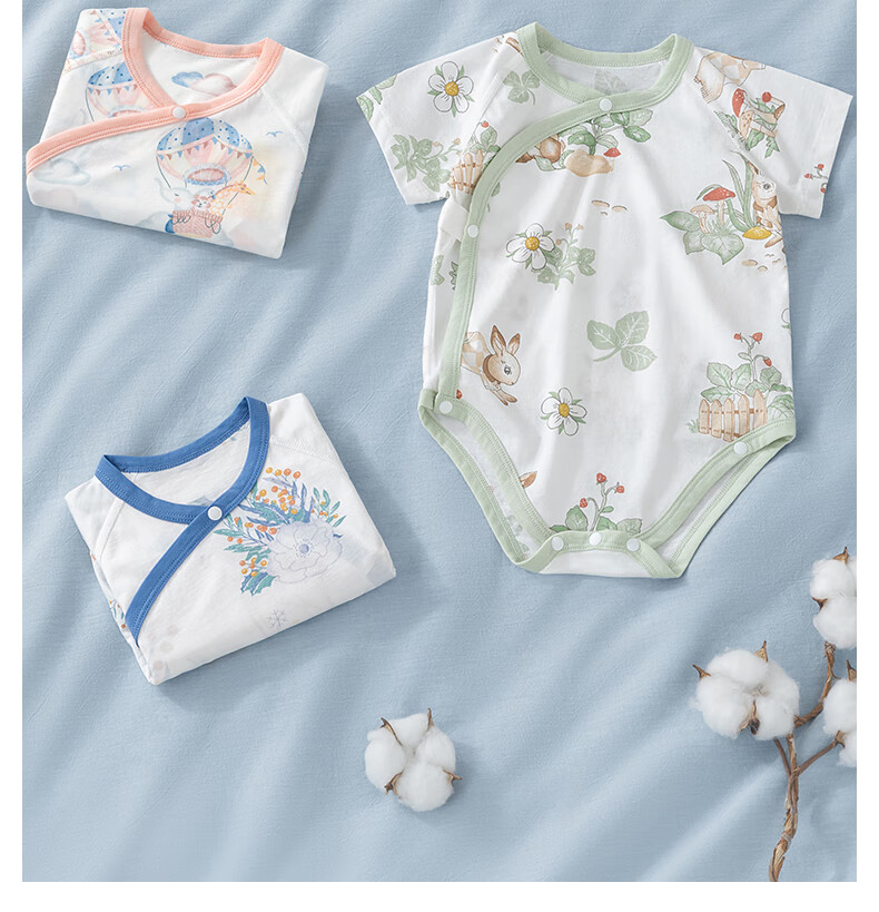 Beitaisi Baby Romper, Summer Infant Clothing, Short-Sleeve Belly-Protecting Pajamas, for Boys And Girls, Newborn Pure Cotton Onesie 4