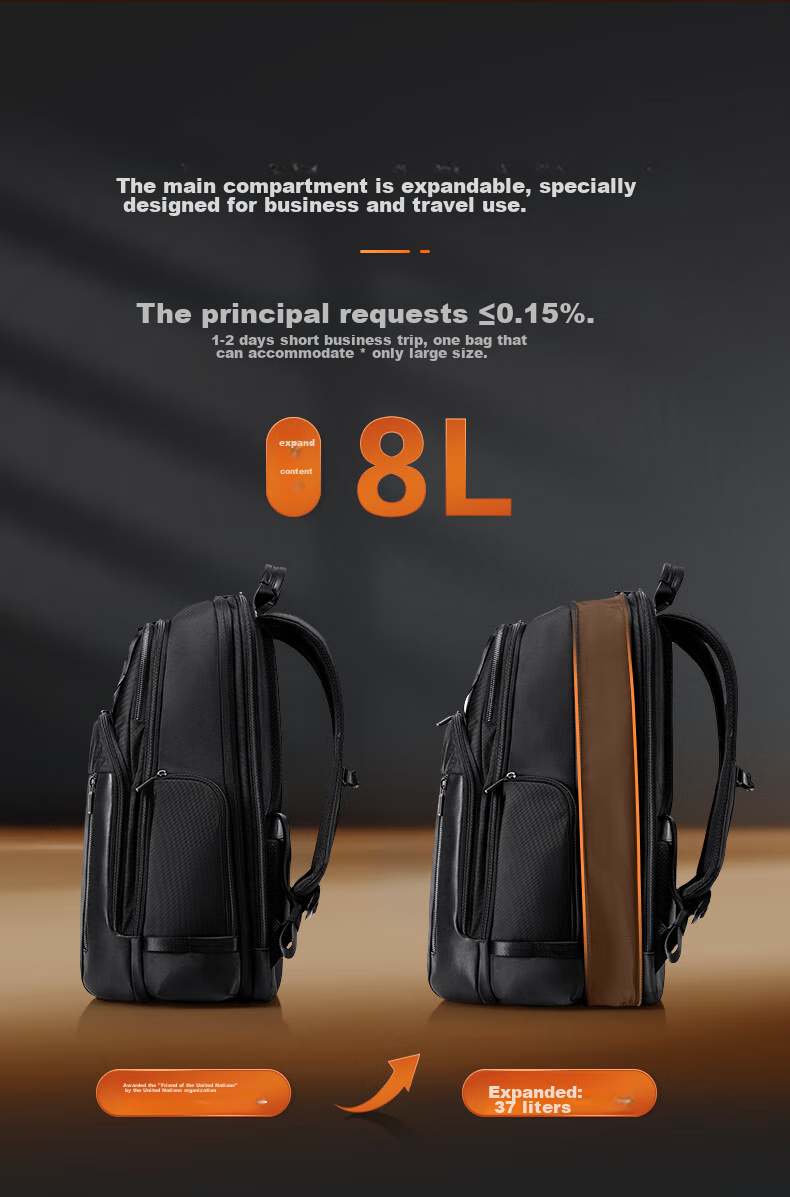 Xinxiuli Large Coffee Bag Men's Backpack, 15.6-Inch Laptop Bag, Business High-End Large Capacity Travel Bag, Father's Gift KO1 7
