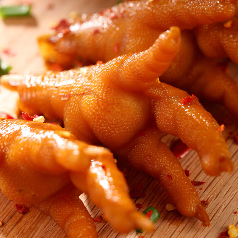 无穷即食鸡爪零食小吃凤爪香辣烤鸡爪60g袋装共3独立小包