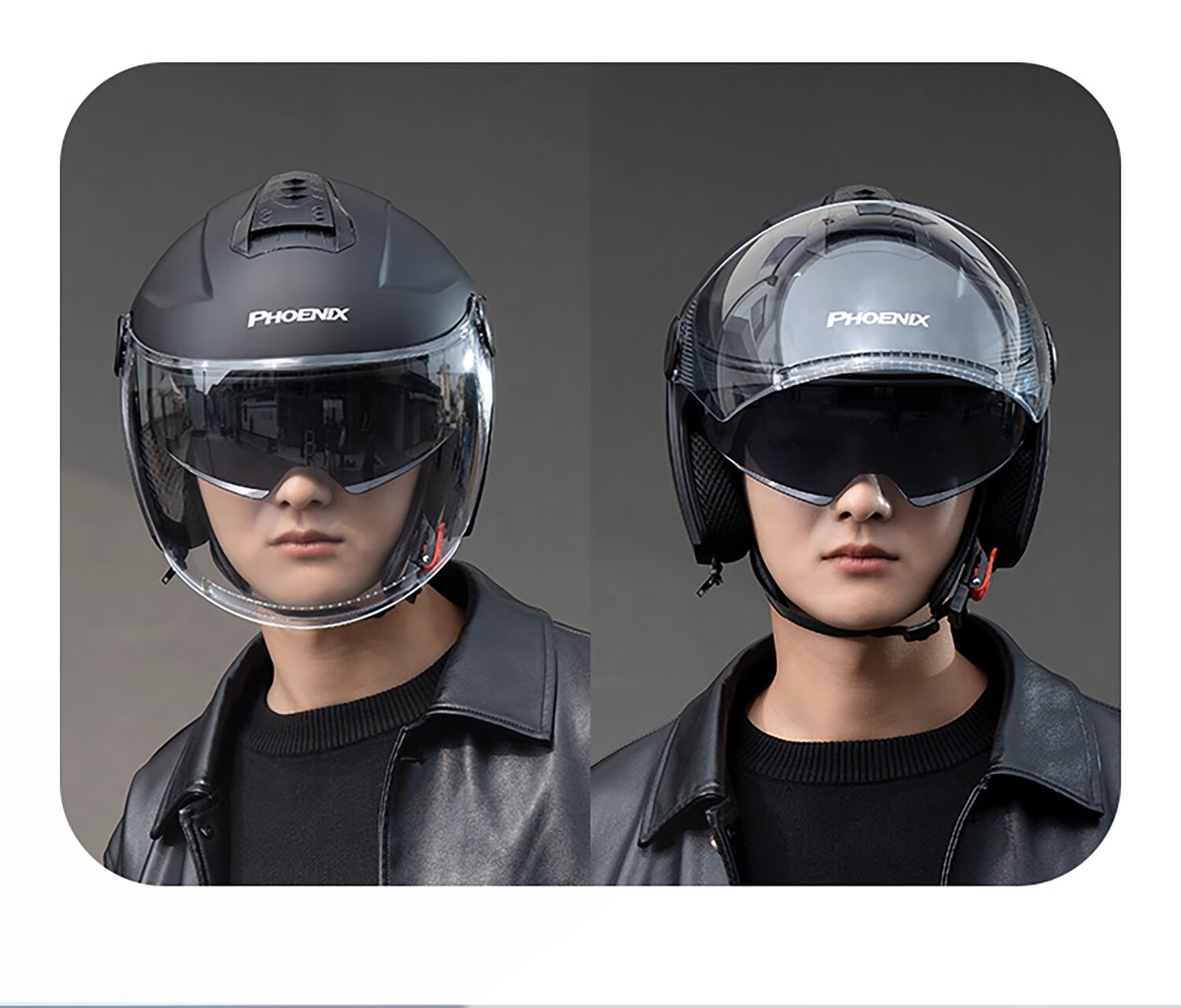 Phoenix New National Standard Class A 3C Certified Electric Motorcycle Helmet with Dual Anti-Fog Lenses Matte Black Neck Warmer Unisex Four-Season 3/4 Half Helmet Winter Warm Safety Cap 6