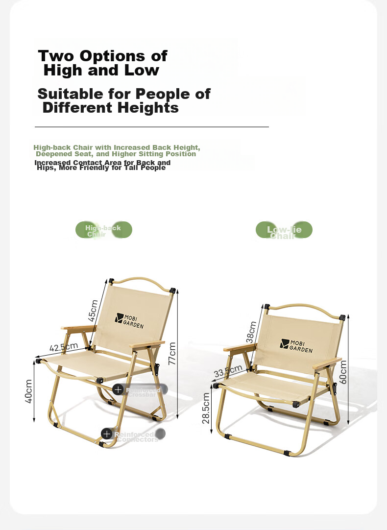 MOBIGARDEN Folding Chair, Outdoor Camping Kimit Chair, Portable Camping Chair, Beach Chair, NX22665038, Fine Sand Yellow 7
