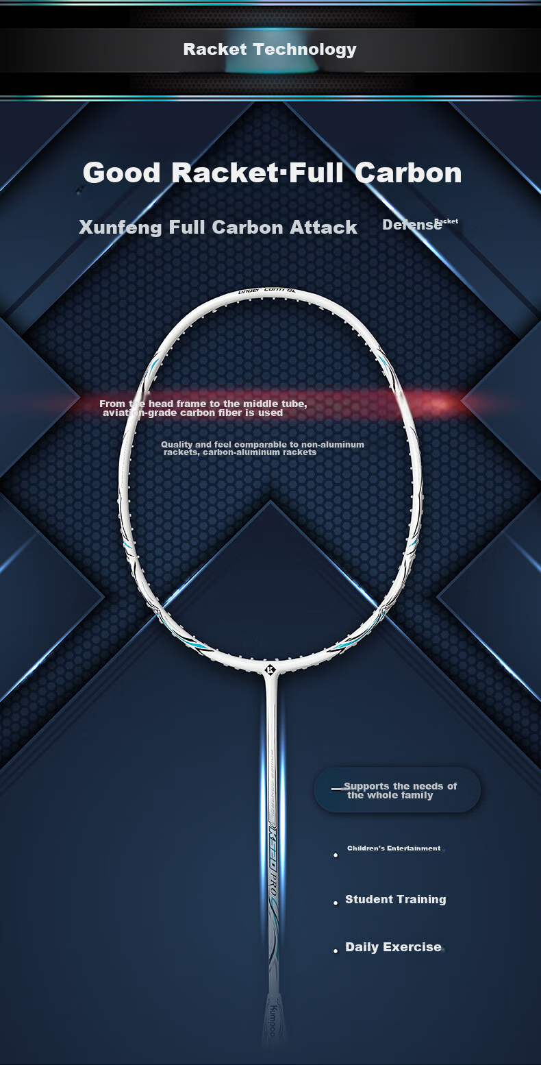 KUMPOO Badminton Racket, Double Rackets, Full Carbon Fiber, Ultra-Light, for Beginners, K520 Upgraded Version, Xunfeng K520 PRO, Couple's Pair Rackets 4
