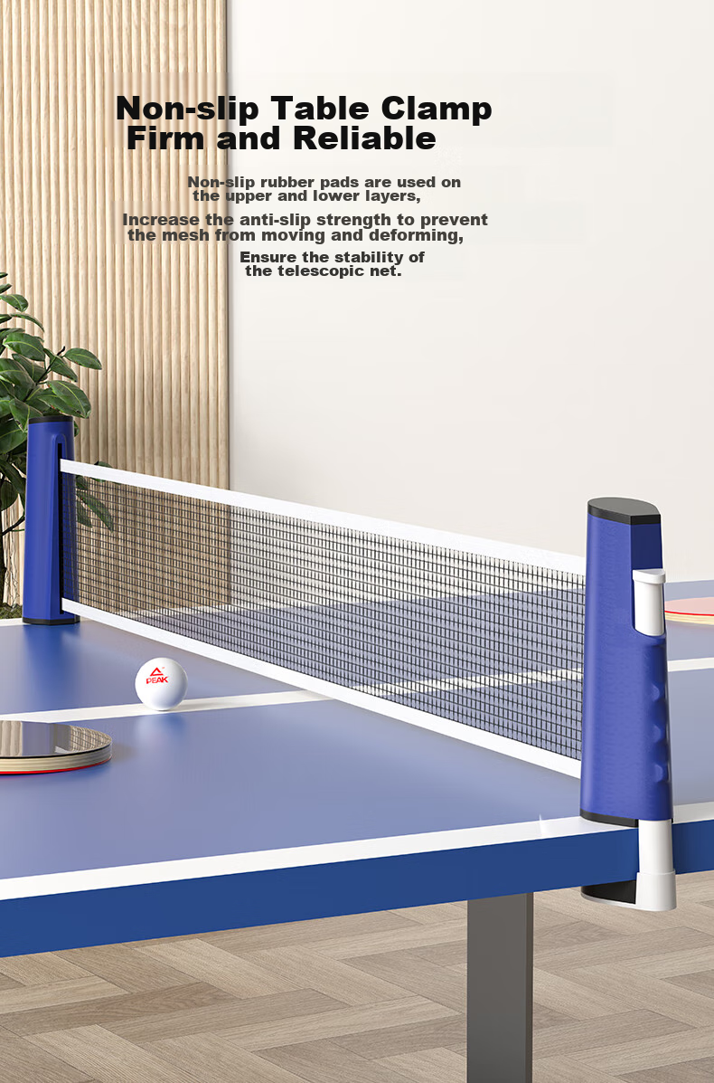PEAK Portable And Extendable Table Tennis Net Stand, Indoor And Outdoor Ping Pong Table Net Frame, Blue And White 5