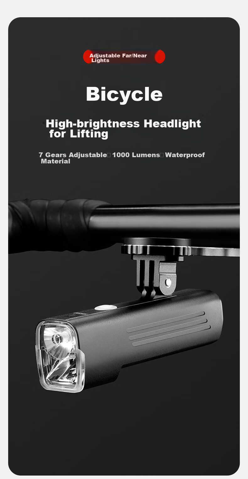 Tasiduizhang Night Riding Light, High Brightness Flashlight, Front Lamp for Bicycle, Mountain And Road Bike Equipment, 1200 Lumens 1