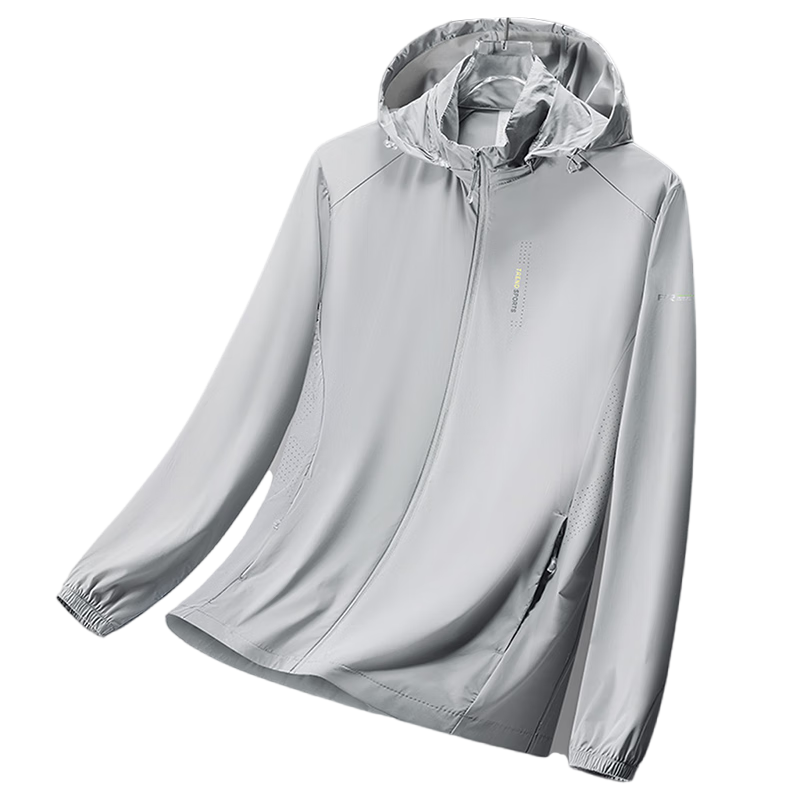 ROMON Men's Sunscreen Jacket Ice Silk Cooling Detachable Hood Lightweight Breathable Outdoor Casual Coat 5088A
