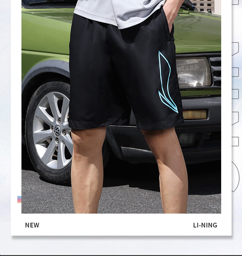Li-Ning Men's Sports Shorts, Summer Ice Silk Quick-Dry Casual Loose Pants, Running Fitness Basketball Training Five-Point Shorts, Black 2