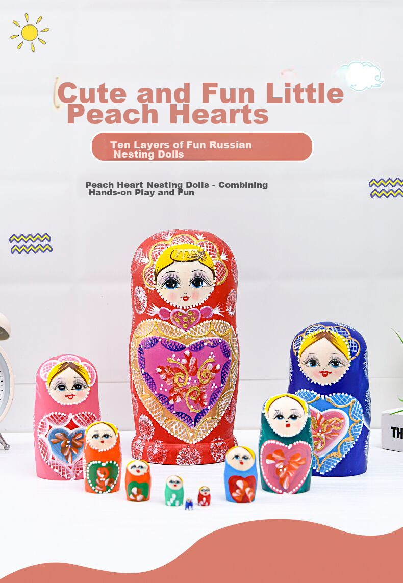 Huashimeng Russian Nesting Dolls Wooden 10-Layer Cartoon Doll Toy for Boys And Girls, Birthday And Holiday Gift 1